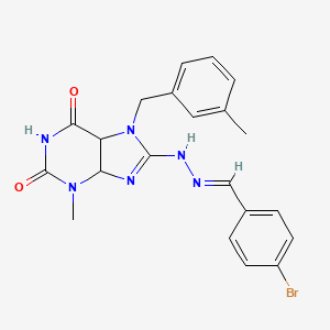 molecular formula C21H19BrN6O2 B2705550 8-[(E)-2-[(4-bromophenyl)methylidene]hydrazin-1-yl]-3-methyl-7-[(3-methylphenyl)methyl]-2,3,6,7-tetrahydro-1H-purine-2,6-dione CAS No. 1798981-60-8