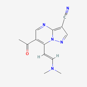 molecular formula C13H13N5O B2705567 6-acetyl-7-[(E)-2-(dimethylamino)ethenyl]pyrazolo[1,5-a]pyrimidine-3-carbonitrile CAS No. 130506-87-5