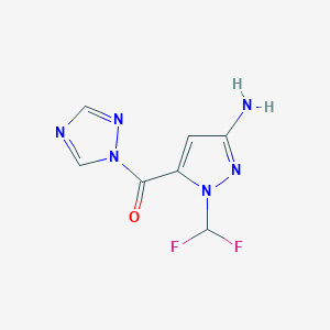 molecular formula C7H6F2N6O B2705571 [5-Amino-2-(difluoromethyl)pyrazol-3-yl]-(1,2,4-triazol-1-yl)methanone CAS No. 2226034-13-3