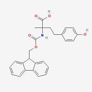 molecular formula C26H25NO5 B2705586 2-(9H-Fluoren-9-ylmethoxycarbonylamino)-4-(4-hydroxyphenyl)-2-methylbutanoic acid CAS No. 1694765-91-7