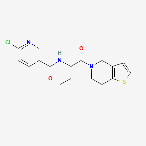 6-chloro-N-(1-oxo-1-{4H,5H,6H,7H-thieno[3,2-c]pyridin-5-yl}pentan-2-yl)pyridine-3-carboxamide