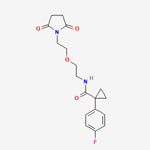 molecular formula C18H21FN2O4 B2705614 N-(2-(2-(2,5-二氧代吡咯烷-1-基)乙氧基)乙基)-1-(4-氟苯基)环丙烷甲酰胺 CAS No. 2034538-67-3