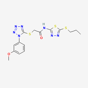 2-((1-(3-methoxyphenyl)-1H-tetrazol-5-yl)thio)-N-(5-(propylthio)-1,3,4-thiadiazol-2-yl)acetamide