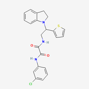 molecular formula C22H20ClN3O2S B2705622 N1-(3-氯苯基)-N2-(2-(吲哚啉-1-基)-2-(噻吩-2-基)乙基)草酰胺 CAS No. 898452-35-2