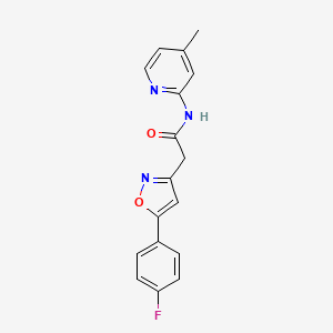 molecular formula C17H14FN3O2 B2705625 2-(5-(4-氟苯基)异噁唑-3-基)-N-(4-甲基吡啶-2-基)乙酰胺 CAS No. 953202-80-7