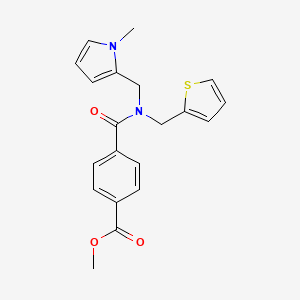 molecular formula C20H20N2O3S B2705642 methyl 4-(((1-methyl-1H-pyrrol-2-yl)methyl)(thiophen-2-ylmethyl)carbamoyl)benzoate CAS No. 1251634-59-9