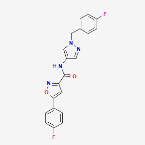 molecular formula C20H14F2N4O2 B2705644 N-(1-(4-氟苄基)-1H-吡唑-4-基)-5-(4-氟苯基)噁唑-3-甲酰胺 CAS No. 955867-81-9