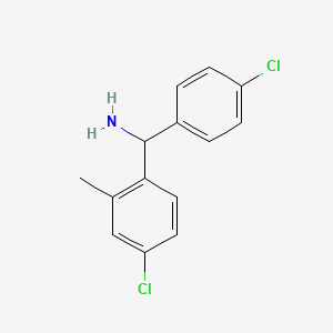 molecular formula C14H13Cl2N B2705651 (4-Chloro-2-methylphenyl)(4-chlorophenyl)methanamine CAS No. 1335304-50-1