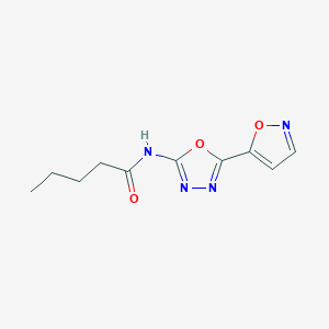 molecular formula C10H12N4O3 B2705655 N-(5-(异噁唑-5-基)-1,3,4-噁二唑-2-基)戊酰胺 CAS No. 952873-94-8