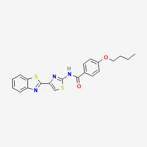 molecular formula C21H19N3O2S2 B2705663 N-[4-(1,3-benzothiazol-2-yl)-1,3-thiazol-2-yl]-4-butoxybenzamide CAS No. 477535-86-7
