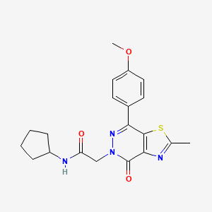 molecular formula C20H22N4O3S B2705666 N-cyclopentyl-2-(7-(4-methoxyphenyl)-2-methyl-4-oxothiazolo[4,5-d]pyridazin-5(4H)-yl)acetamide CAS No. 941986-82-9