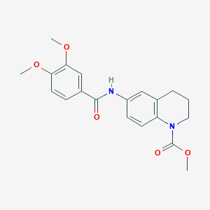 molecular formula C20H22N2O5 B270567 methyl 6-[(3,4-dimethoxybenzoyl)amino]-3,4-dihydro-1(2H)-quinolinecarboxylate 