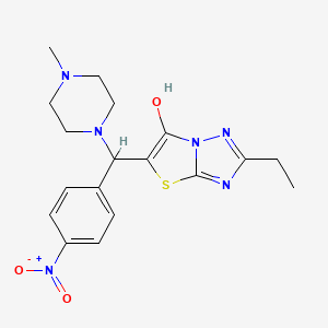molecular formula C18H22N6O3S B2705689 2-Ethyl-5-((4-methylpiperazin-1-yl)(4-nitrophenyl)methyl)thiazolo[3,2-b][1,2,4]triazol-6-ol CAS No. 898346-50-4