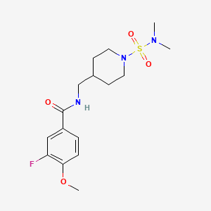 molecular formula C16H24FN3O4S B2705698 N-((1-(N,N-dimethylsulfamoyl)piperidin-4-yl)methyl)-3-fluoro-4-methoxybenzamide CAS No. 2034375-41-0