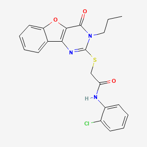 molecular formula C21H18ClN3O3S B2705701 N-(2-chlorophenyl)-2-((4-oxo-3-propyl-3,4-dihydrobenzofuro[3,2-d]pyrimidin-2-yl)thio)acetamide CAS No. 900003-68-1