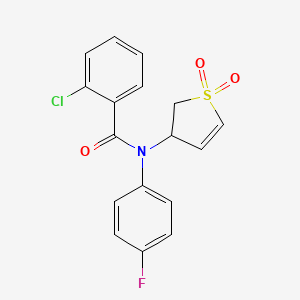molecular formula C17H13ClFNO3S B2705708 2-chloro-N-(1,1-dioxido-2,3-dihydrothiophen-3-yl)-N-(4-fluorophenyl)benzamide CAS No. 852438-94-9