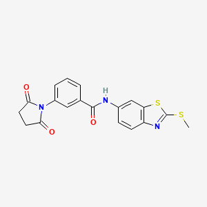 molecular formula C19H15N3O3S2 B2705712 3-(2,5-二氧代吡咯烷-1-基)-N-(2-(甲硫基)苯并噻唑-6-基)苯甲酰胺 CAS No. 361479-46-1