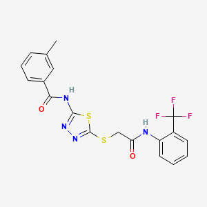 molecular formula C19H15F3N4O2S2 B2705724 3-甲基-N-[5-(2-氧代-2-(2-(三氟甲基)苯胺基)乙基)硫代-1,3,4-噻二唑-2-基]苯甲酰胺 CAS No. 392296-95-6