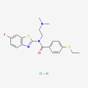 molecular formula C20H23ClFN3OS2 B2705732 N-(2-(dimethylamino)ethyl)-4-(ethylthio)-N-(6-fluorobenzo[d]thiazol-2-yl)benzamide hydrochloride CAS No. 1215564-46-7