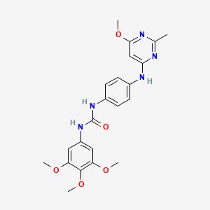 molecular formula C22H25N5O5 B2705735 1-(4-((6-甲氧基-2-甲基嘧啶-4-基)氨基)苯基)-3-(3,4,5-三甲氧基苯基)脲 CAS No. 1021042-02-3