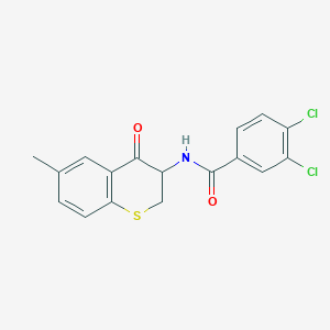 molecular formula C17H13Cl2NO2S B2705742 3,4-dichloro-N-(6-methyl-4-oxo-3,4-dihydro-2H-thiochromen-3-yl)benzenecarboxamide CAS No. 383146-49-4