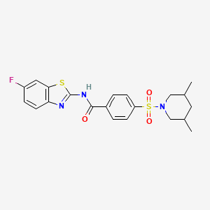 molecular formula C21H22FN3O3S2 B2705744 4-((3,5-dimethylpiperidin-1-yl)sulfonyl)-N-(6-fluorobenzo[d]thiazol-2-yl)benzamide CAS No. 361167-32-0