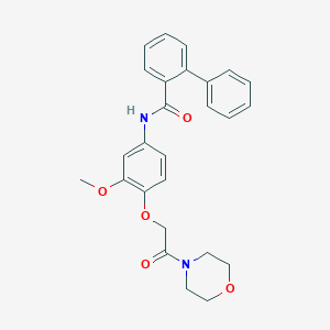 molecular formula C26H26N2O5 B270575 N-{3-methoxy-4-[2-(morpholin-4-yl)-2-oxoethoxy]phenyl}biphenyl-2-carboxamide 