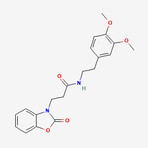 molecular formula C20H22N2O5 B2705750 N-(3,4-dimethoxyphenethyl)-3-(2-oxobenzo[d]oxazol-3(2H)-yl)propanamide CAS No. 851988-97-1