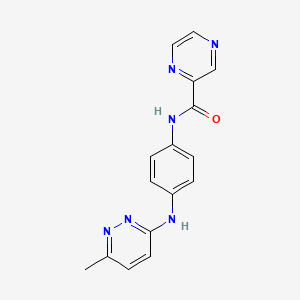 molecular formula C16H14N6O B2705754 N-(4-((6-methylpyridazin-3-yl)amino)phenyl)pyrazine-2-carboxamide CAS No. 1226434-09-8