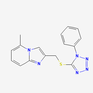 molecular formula C16H14N6S B2705755 5-methyl-2-(((1-phenyl-1H-tetrazol-5-yl)thio)methyl)imidazo[1,2-a]pyridine CAS No. 325779-04-2