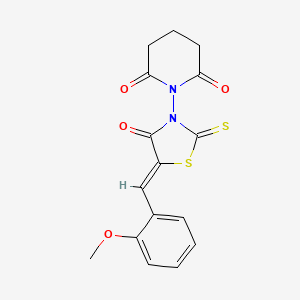 molecular formula C16H14N2O4S2 B2705759 1-[(5Z)-5-[(2-methoxyphenyl)methylidene]-4-oxo-2-sulfanylidene-1,3-thiazolidin-3-yl]piperidine-2,6-dione CAS No. 477859-29-3