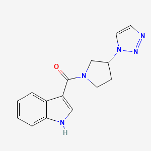 molecular formula C15H15N5O B2705761 (3-(1H-1,2,3-三唑-1-基)吡咯啉-1-基)(1H-吲哚-3-基)甲酮 CAS No. 2199212-80-9