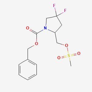 molecular formula C14H17F2NO5S B2705763 Benzyl 4,4-difluoro-2-(methylsulfonyloxymethyl)pyrrolidine-1-carboxylate CAS No. 2287313-72-6