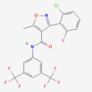 molecular formula C19H10ClF7N2O2 B2705764 N-[3,5-bis(trifluoromethyl)phenyl]-3-(2-chloro-6-fluorophenyl)-5-methyl-1,2-oxazole-4-carboxamide CAS No. 660819-99-8