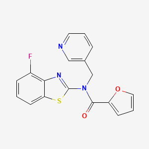 molecular formula C18H12FN3O2S B2705765 N-(4-氟苯并[d]噻唑-2-基)-N-(吡啶-3-基甲基)呋喃-2-甲酰胺 CAS No. 895012-01-8