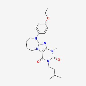 molecular formula C23H31N5O3 B2705767 10-(4-Ethoxyphenyl)-1-methyl-3-(3-methylbutyl)-6,7,8,9-tetrahydropurino[7,8-a][1,3]diazepine-2,4-dione CAS No. 887197-47-9