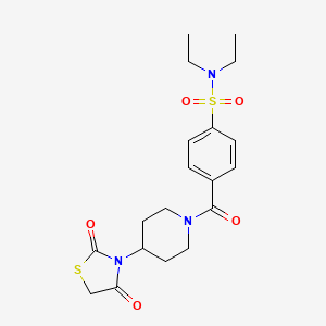 molecular formula C19H25N3O5S2 B2705768 4-(4-(2,4-dioxothiazolidin-3-yl)piperidine-1-carbonyl)-N,N-diethylbenzenesulfonamide CAS No. 1798671-88-1