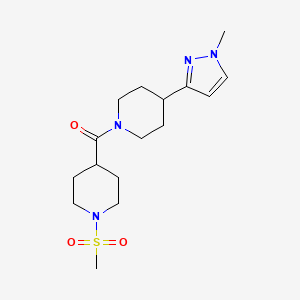molecular formula C16H26N4O3S B2705770 (4-(1-methyl-1H-pyrazol-3-yl)piperidin-1-yl)(1-(methylsulfonyl)piperidin-4-yl)methanone CAS No. 2034459-59-9