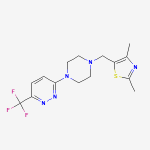 molecular formula C15H18F3N5S B2705772 2,4-Dimethyl-5-[[4-[6-(trifluoromethyl)pyridazin-3-yl]piperazin-1-yl]methyl]-1,3-thiazole CAS No. 2380172-60-9