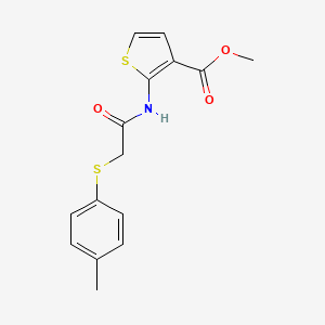 molecular formula C15H15NO3S2 B2705781 Methyl 2-[[2-(4-methylphenyl)sulfanylacetyl]amino]thiophene-3-carboxylate CAS No. 895458-55-6