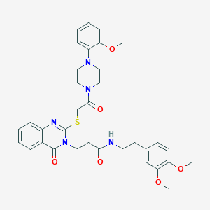 molecular formula C34H39N5O6S B2705790 N-(3,4-dimethoxyphenethyl)-3-(2-((2-(4-(2-methoxyphenyl)piperazin-1-yl)-2-oxoethyl)thio)-4-oxoquinazolin-3(4H)-yl)propanamide CAS No. 422289-01-8