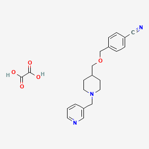 molecular formula C22H25N3O5 B2705793 4-(((1-(吡啶-3-基甲基)哌啶-4-基)甲氧基)甲基)苯甲腈草酸盐 CAS No. 1396879-60-9