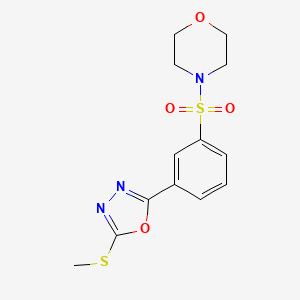 molecular formula C13H15N3O4S2 B2705795 4-{[3-(5-Methylthio-1,3,4-oxadiazol-2-yl)phenyl]sulfonyl}morpholine CAS No. 912906-90-2