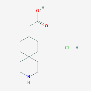 molecular formula C12H22ClNO2 B2705799 2-(3-氮杂螺[5.5]十一碳-9-基)乙酸 CAS No. 1356386-08-7