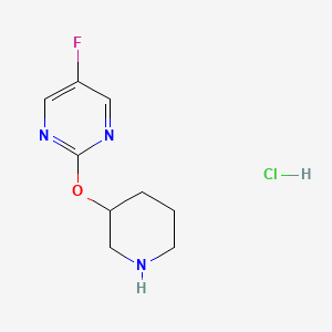 molecular formula C9H13ClFN3O B2705801 5-Fluoro-2-(piperidin-3-yloxy)pyrimidine hydrochloride CAS No. 1420824-89-0