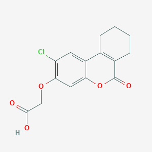 molecular formula C15H13ClO5 B2705804 2-({2-chloro-6-oxo-6H,7H,8H,9H,10H-cyclohexa[c]chromen-3-yl}oxy)acetic acid CAS No. 326878-33-5