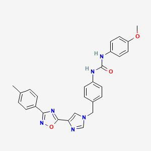 molecular formula C27H24N6O3 B2705806 1-(4-甲氧基苯基)-3-(4-((4-(3-(对甲苯基)-1,2,4-噁二唑-5-基)-1H-咪唑-1-基)甲基)苯基)脲 CAS No. 1357735-79-5