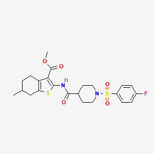 molecular formula C23H27FN2O5S2 B2705808 甲基 2-(1-((4-氟苯基)磺酰基)哌啶-4-羧酰胺基)-6-甲基-4,5,6,7-四氢苯并[b]噻吩-3-羧酸酯 CAS No. 923508-64-9