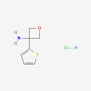 molecular formula C7H10ClNOS B2705809 3-硫代呋喃-2-氧环丙胺；盐酸盐 CAS No. 1379253-95-8