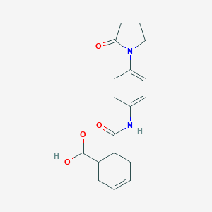 molecular formula C18H20N2O4 B270581 6-{[4-(2-Oxo-1-pyrrolidinyl)anilino]carbonyl}-3-cyclohexene-1-carboxylic acid 